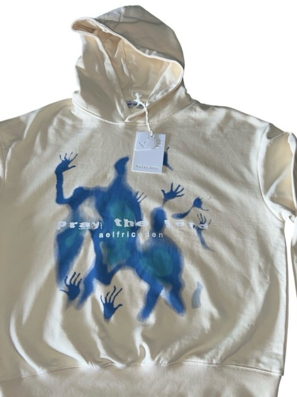 Aelfric Eden Cream Hoodie with Blue Graphic